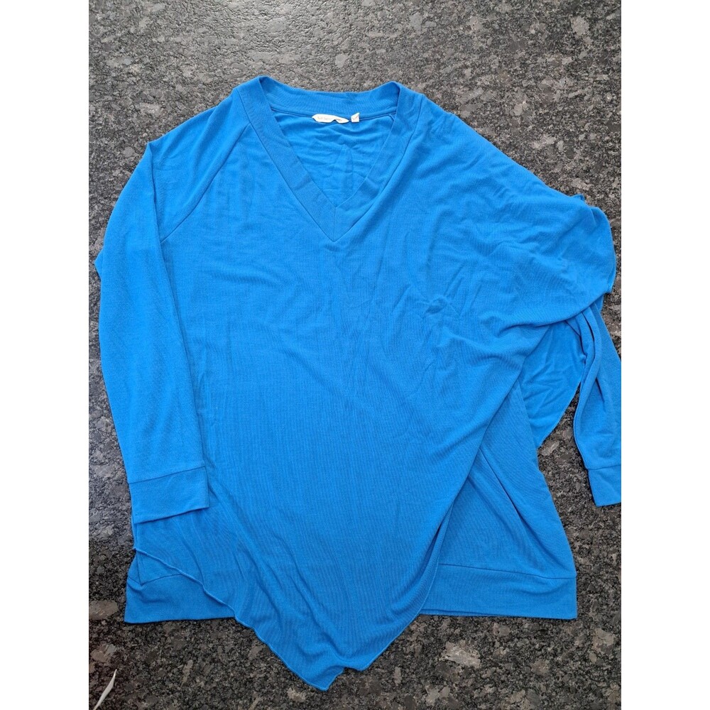 Soft Surroundings Madeline Tunic Top Womens XL Blue V-Neck Long Sleeve